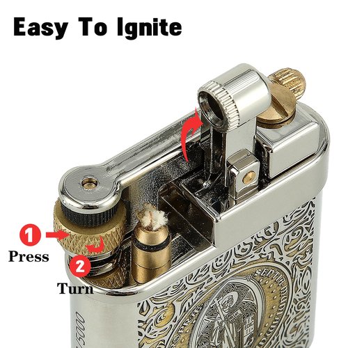 DOUBFIVSY Vintage Trench Lighter, Refillable Kerosene, Mechanical Brass Lighter, Soft Flame, Unique Gift for Men, Dad, Husband (Constantine)
