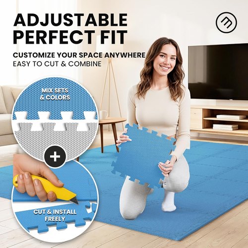 Bemaxx Gym Mats Set - 18 Pcs EVA Interlocking Foam Tiles for Home Workout | 18 Sq Ft Protective Flooring