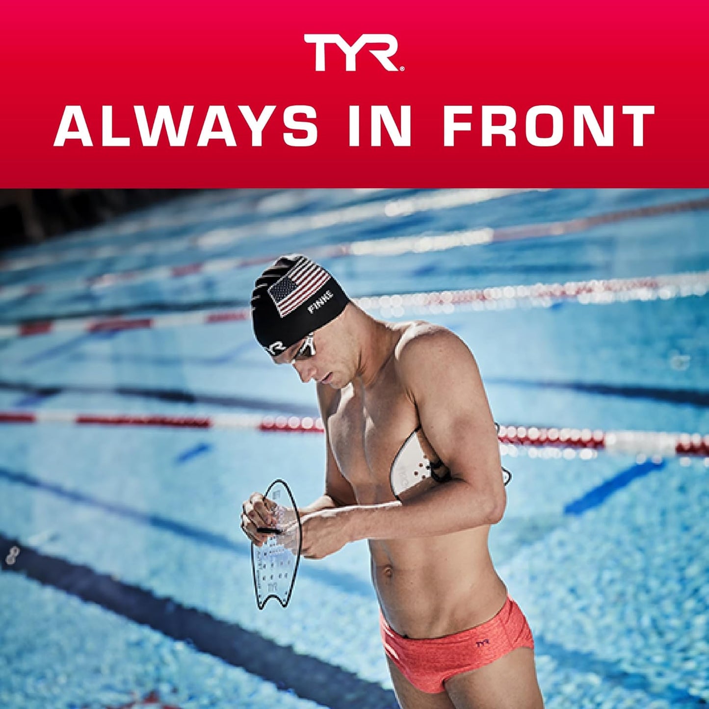 TYR Catalyst Stroke Swim Paddles - Durable Adult Swim Training Fins for Strength & Technique