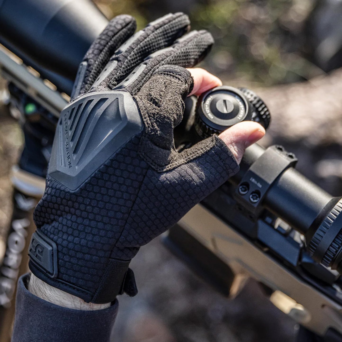 Glove Station The Paintball Work Gloves - Black (Medium), Suede Leather Palm, Knuckle Protection for Men, 2 Fingerless Design for Paintball, Riding and Motorcycle Use