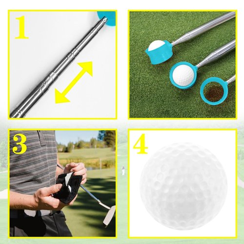Golf Ball Retriever Telescopic for Water,9Ft/12Ft Stainless Steel Professional Golf Ball Retriever,Men's and Women's Golf Accessories Gifts (12Ft)
