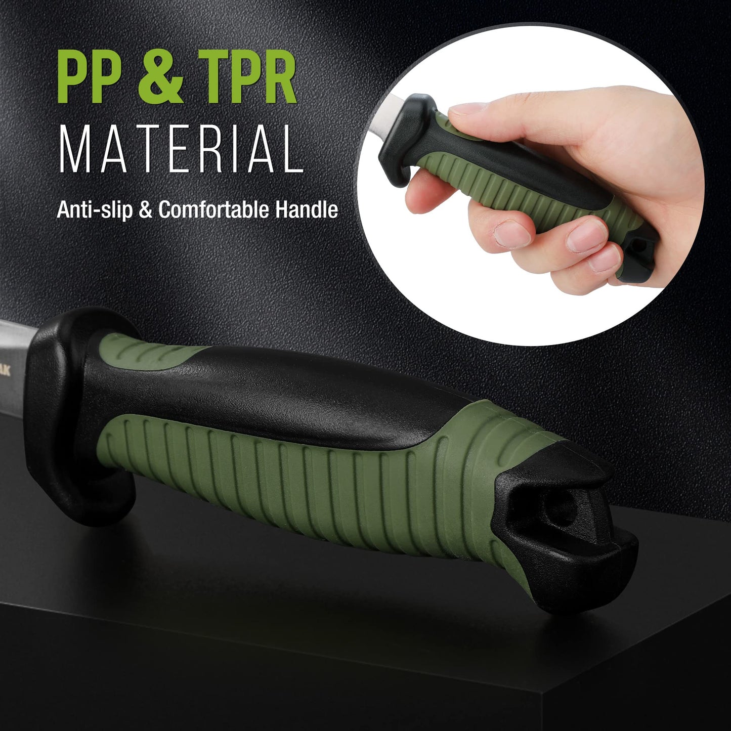 Mossy Oak 3-Piece Fishing Fillet Knife Set with Protective Sheath, Stainless Steel Filet Knives with Non-Slip Handle, Bait Knife for Filleting and Boning (Military Green)