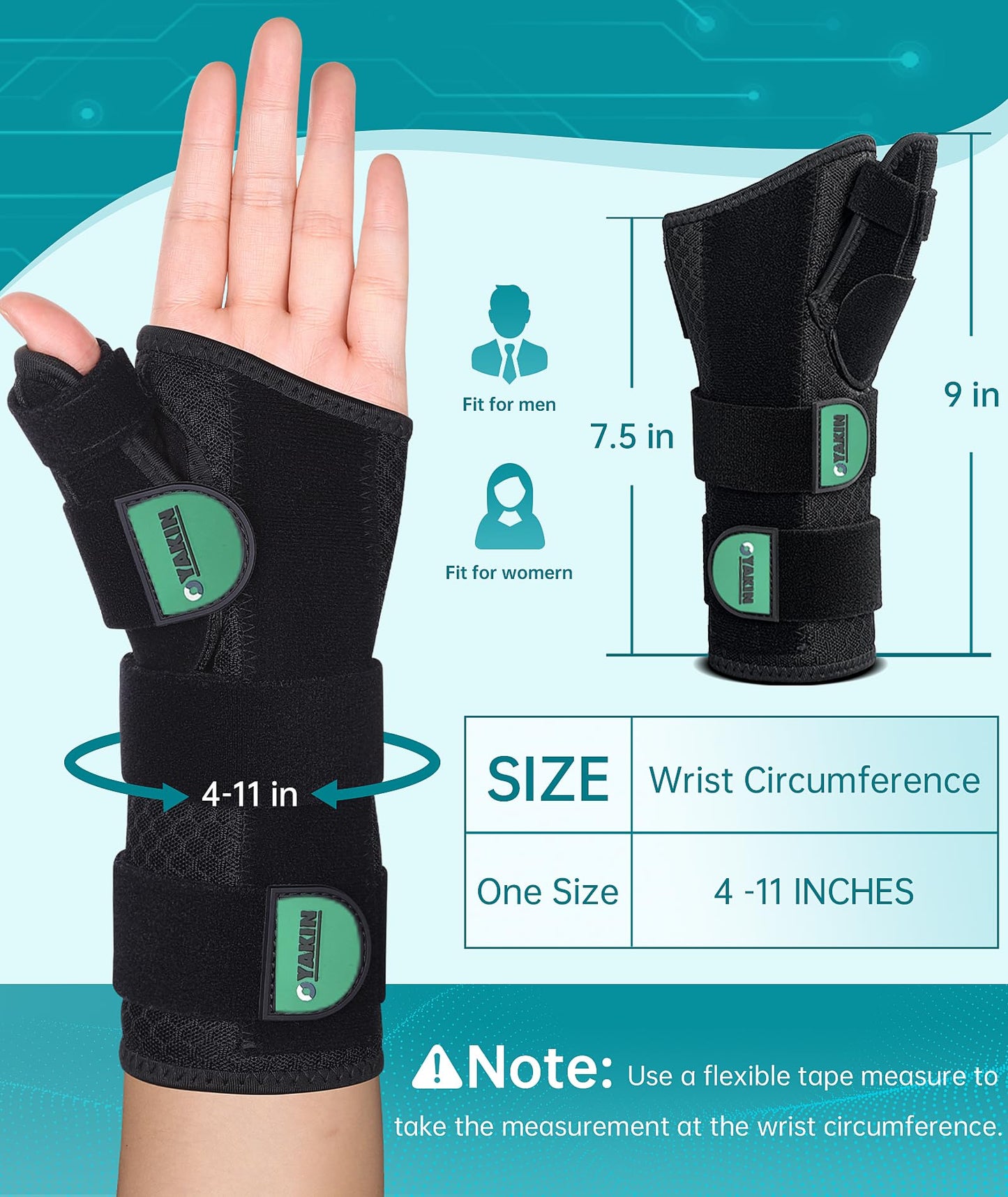Oyakin Wrist Brace with Thumb Support for Carpal Tunnel, Thumb Brace for De Quervain's Tenosynovitis, Tendonitis, Thumb Spica Splint Right Hand, Wrist Support Men and Women