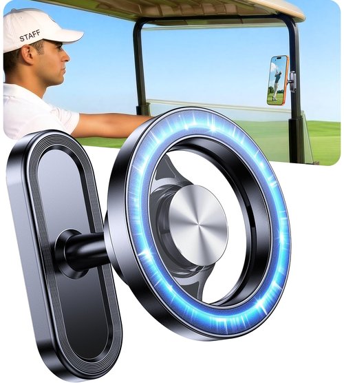 Lantazi Upgraded Magnetic Golf Cart Phone Holder for MagSafe Golf Cart Mount【Strong Magnets】Golf Car Phone Mount for iPhone 17 Pro Max Plus 16 15 Fits EZGO, Club Car, Golf Cart Accessories Essentials