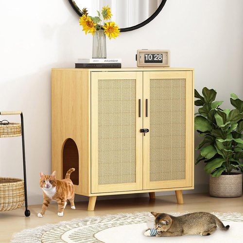 Lovinouse Cat Litter Box Enclosure - Large Hidden Cabinet with Adjustable Shelf | Stylish Furniture for Living Room