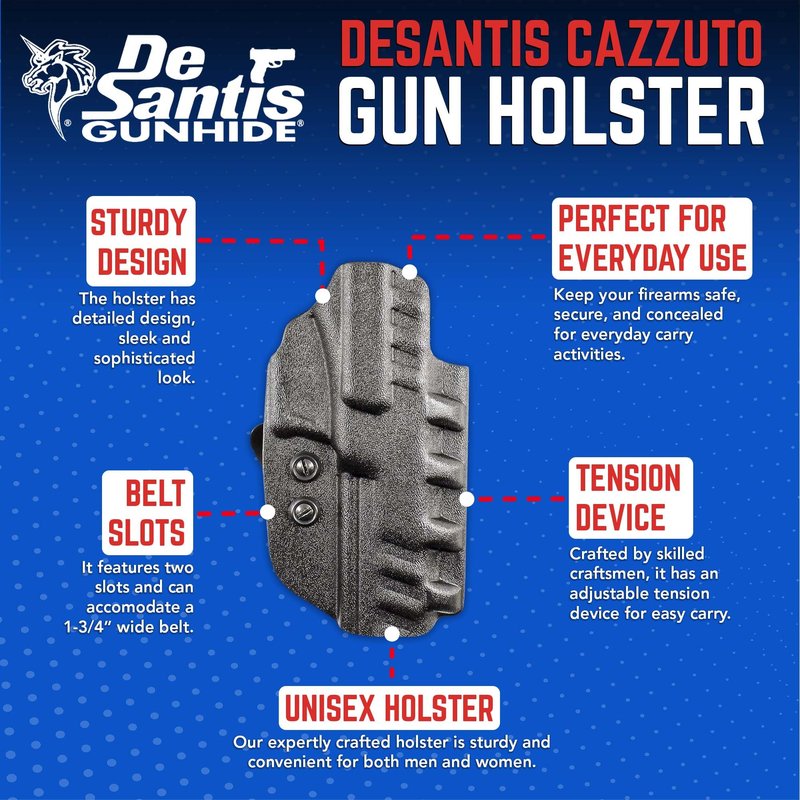 DeSantis Cazzuto Holster, Thermoplastic Material, Unisex Gun Holster with Belt Slot Attachment, Fits RUGER-57 WITH RED DOT SIGHT, 57 WITHOUT RED DOT SIGHT, Right-Hand Version, Black