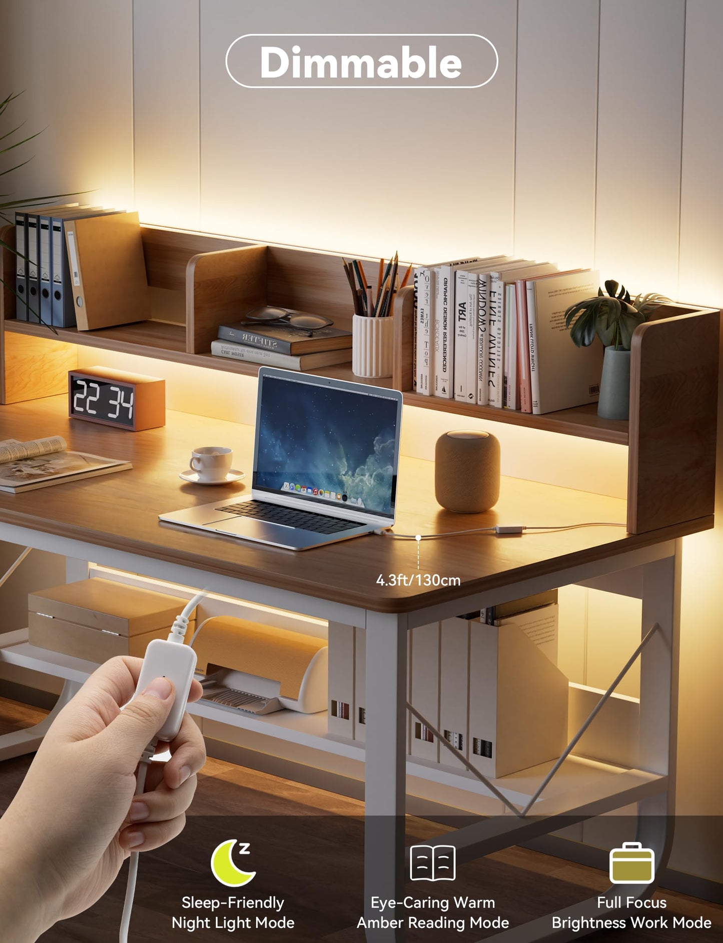 MIWISE LED Strip Lights USB 5V,Super Bright COB LED Strip Light 2700K Warm White with Touch Dimmer Switch,CRI90+ Flexible Dimmable Tape Lights,for Makeup Mirror,Under Cabinet,3D Printer,Sewing Machine