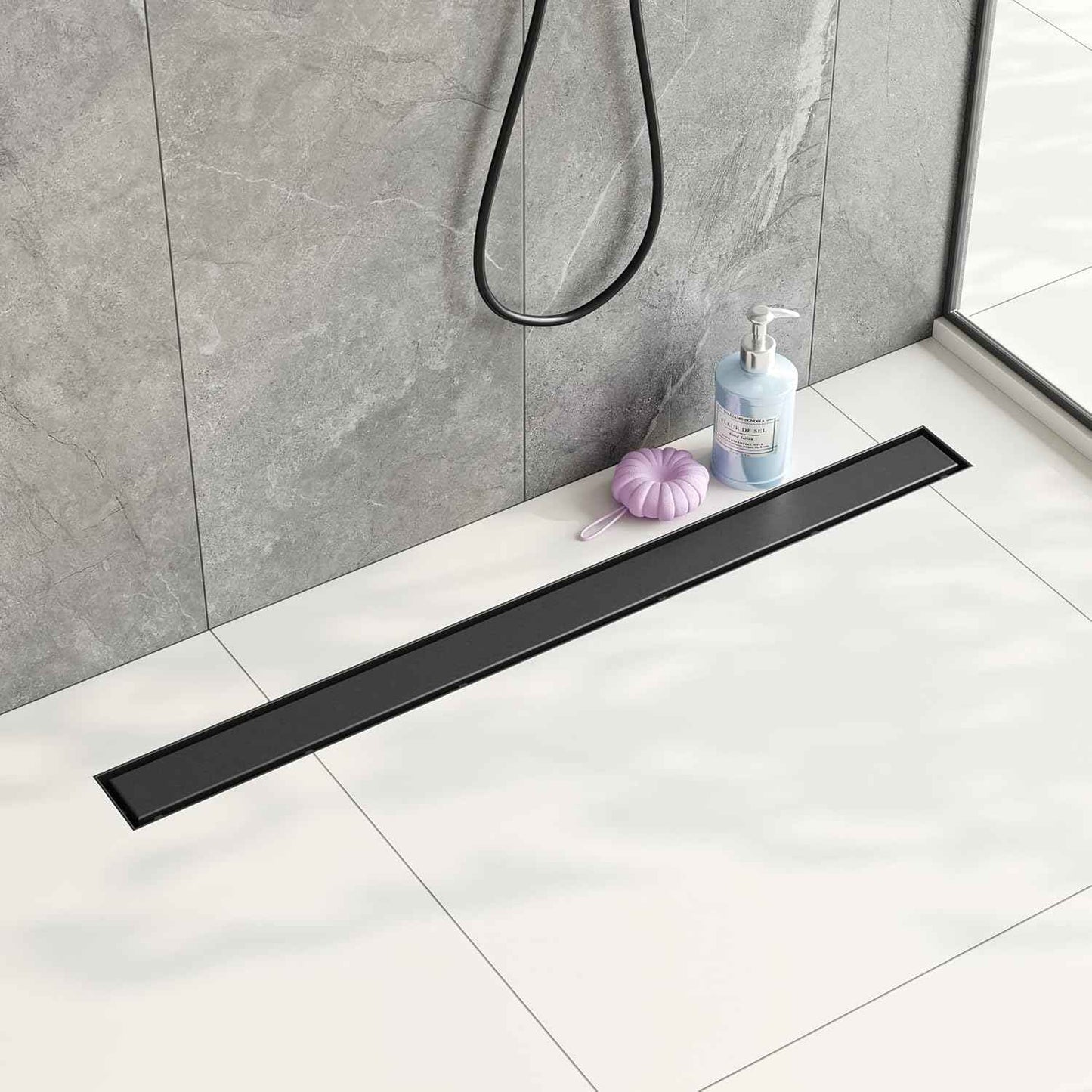Neodrain 18-Inch Gold Linear Shower Drain - Brushed Brass, Tile Insert Cover & Hair Strainer