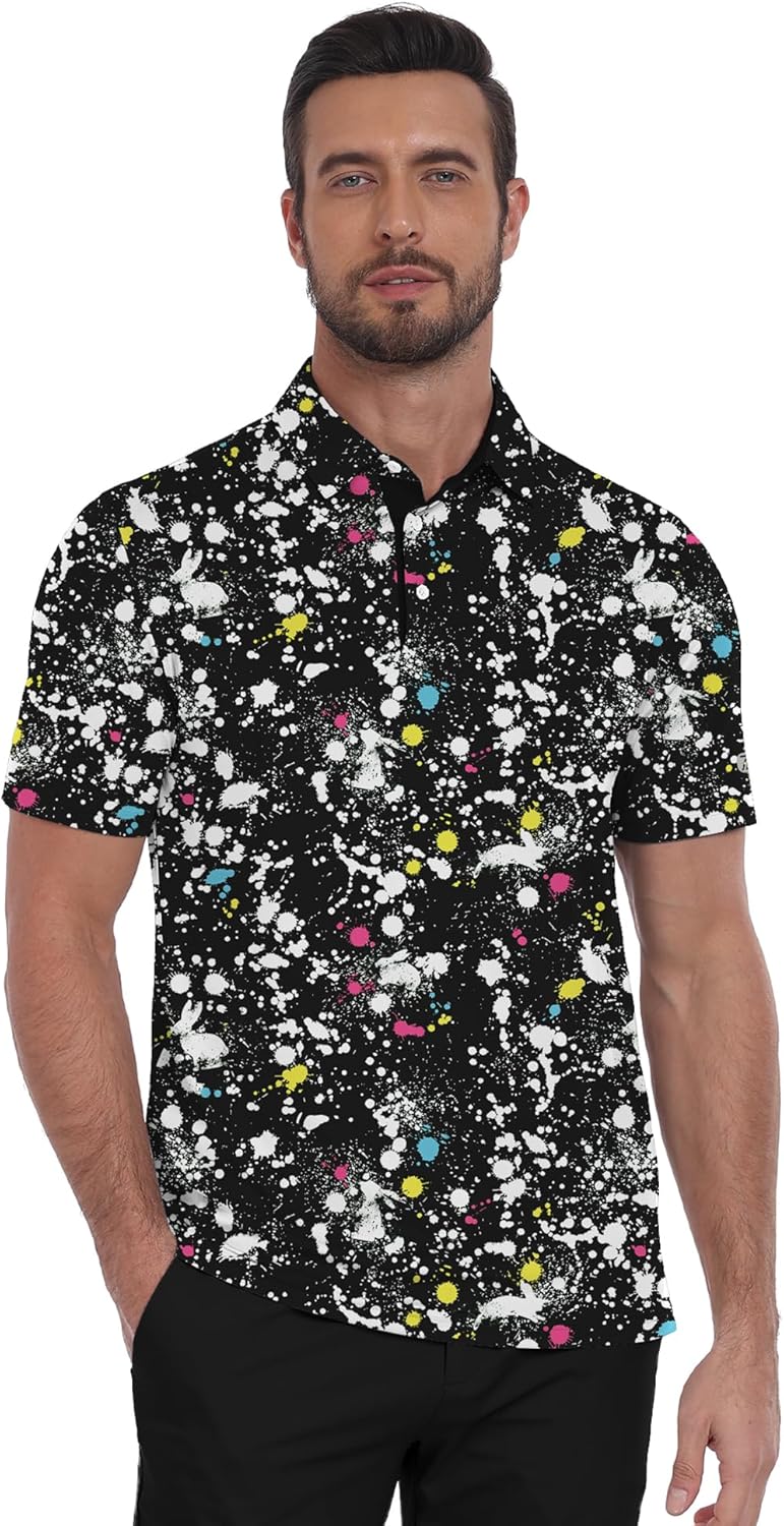 ZITY Men's Golf Polo Shirt - Moisture-Wicking Performance Collared Print for Casual Wear | Short Sleeve