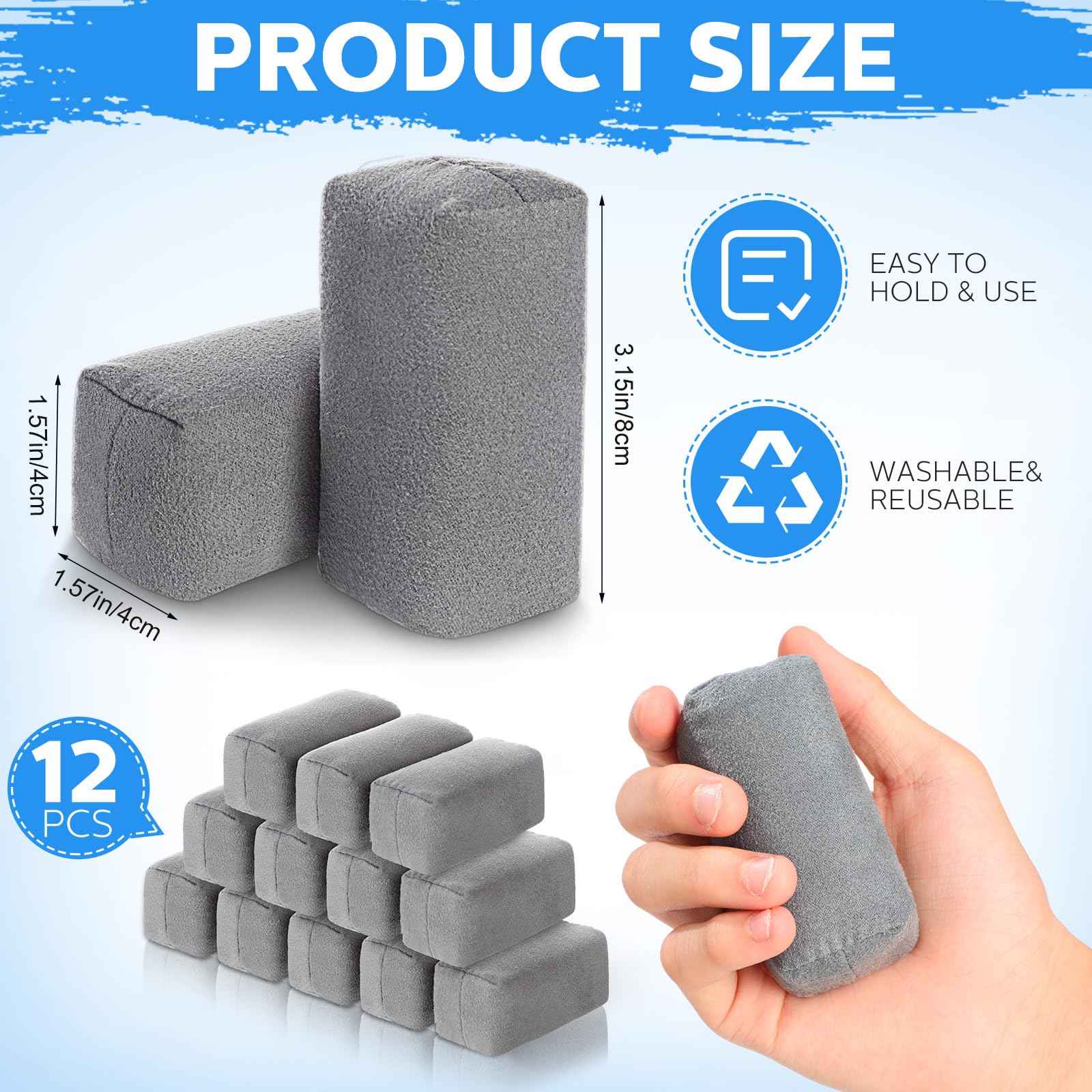 Riakrum 18 Pack Microfiber Applicator Pads Suede Car Detailing Sponge Ceramic Coating Applicator Pads Coating Sponge for Cars Graphene Metal Plastic Trim Ceramic Spray Applying Wax