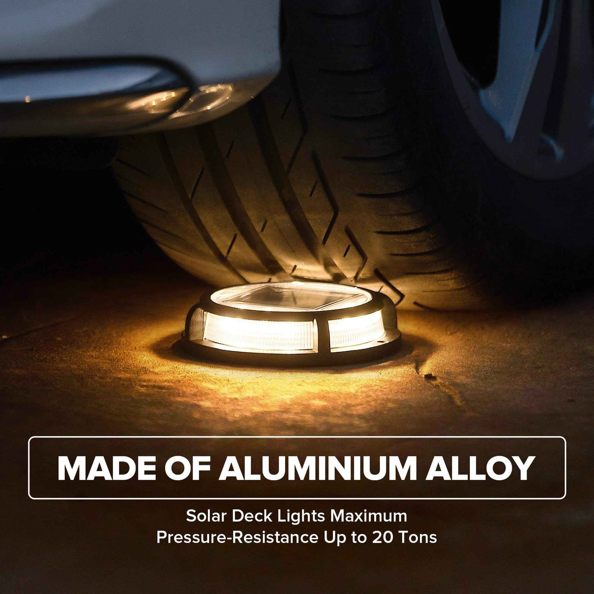 LUTEC 2 Pack Solar Deck Lights, 12 LEDs IP65 Waterproof Solar, Outdoor Driveway Marker Lights for Step, Sidewalk, Pathway, Patio, Garden(Warm White)