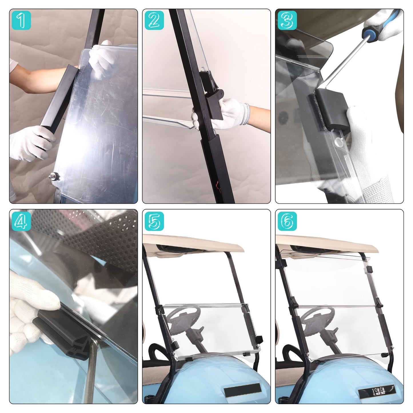 10L0L Foldable Golf Cart Windshield for Club Car Precedent 2004-Up, Tempo & Onward 2017-Up Models, UV-Proof & Impact Resistant, Lightweight Golf Cart Windshield, 37.5" W X 33.6" H-Clear