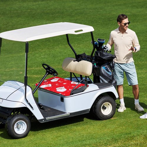Cinnvoice 2 Pcs Christmas Golf Cart Seat Covers Universal Fit Golf Cart Seat Blanket Towel for 2 Person Seats Lightweight Travel Sports Seating Cushion Decorations Accessories