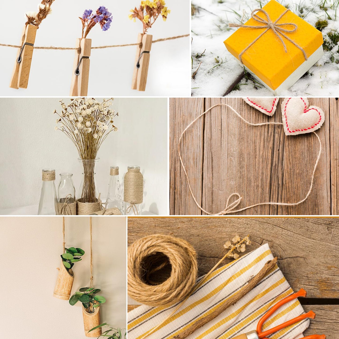 Natural Jute Twine 656 Feet Long String for Crafts Gift Wrapping Christmas Handmade Arts Decoration Packing String Home Decor （3mm * 656feet）