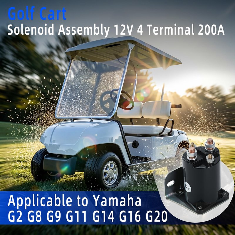 Mixopoly Golf Cart Solenoid Assembly 12V 4 Terminal 200A for Yamaha G2, G8, G9, G11, G14, G16, G20 4-Cycle Gas Golf Cart 1985-2002, Replaces OEM JF2-H1950-00-00, JR3-H1950-00, J38-81950-01