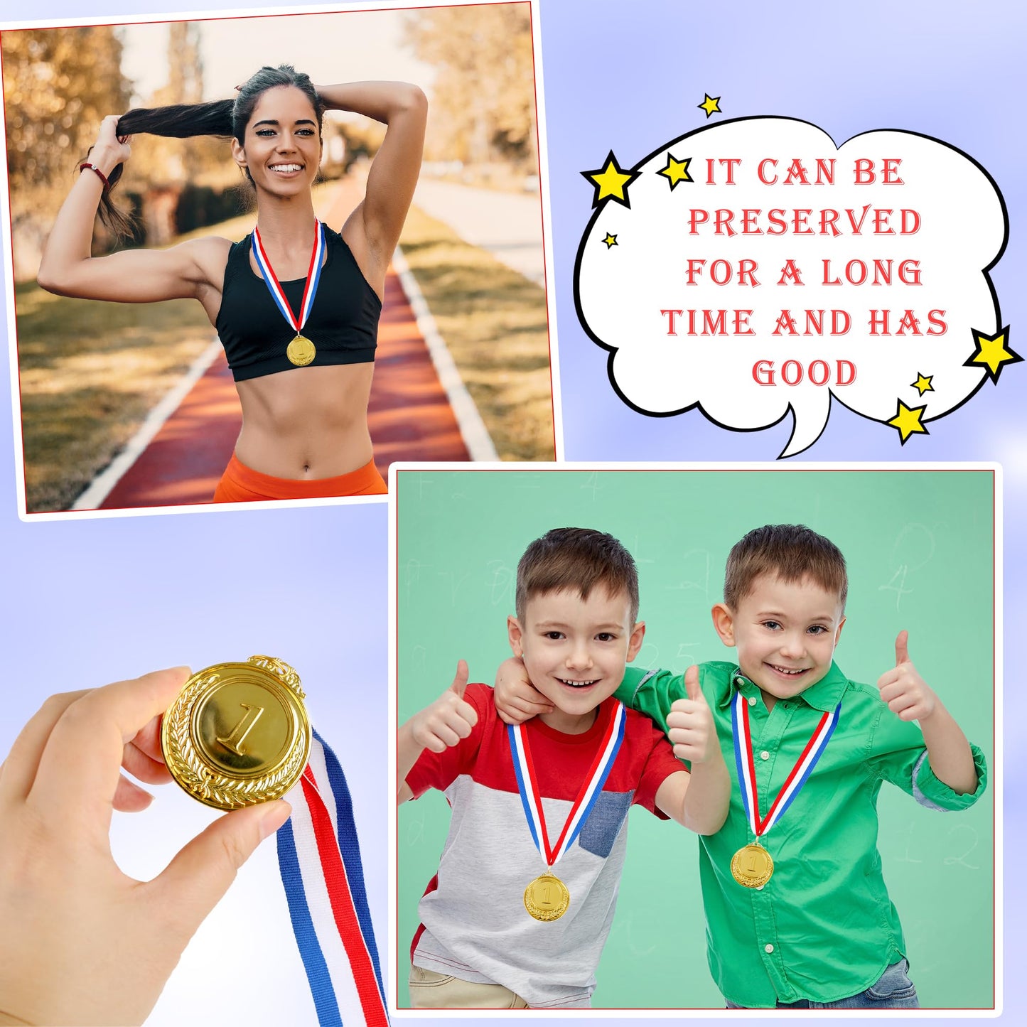 Hoarost 18 Pcs 2 Inch Gold Winner Award Medals 1st Place Award Medals with Neck Ribbons for Tournaments Competitions Prizes Sports Party Favors