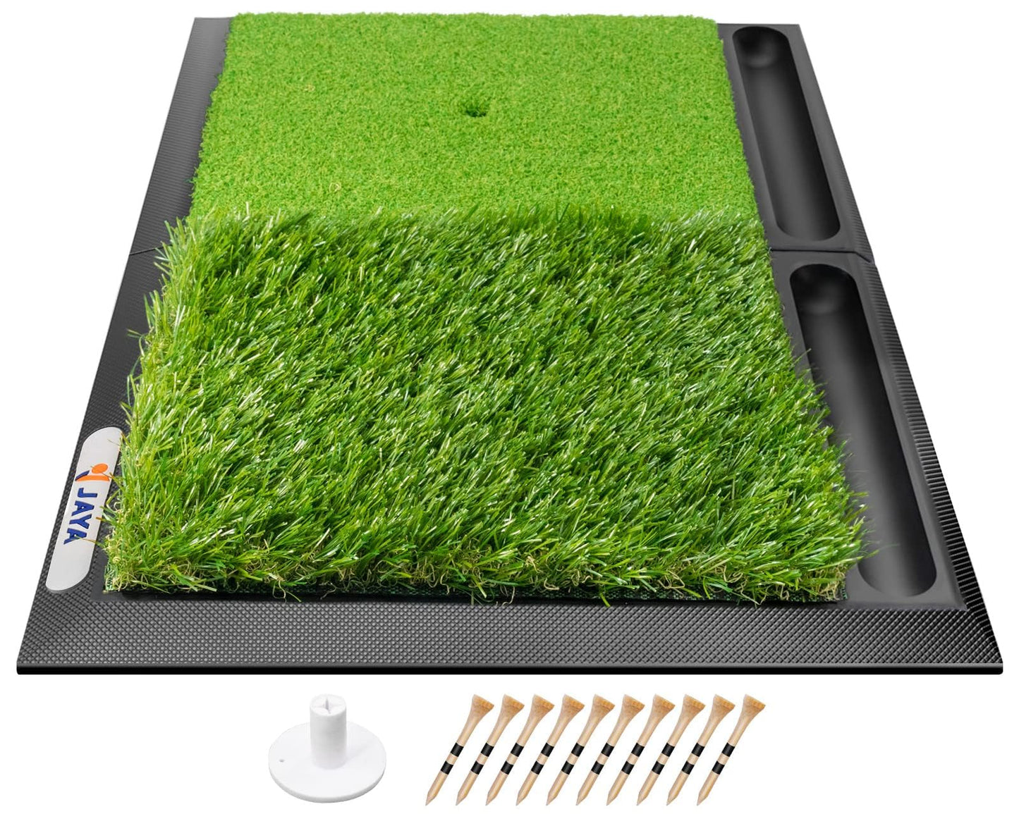 JAYA Golf Hitting Mat with Heavy Rubber Base, Foldable Golf Practice Mat for Indoor & Outdoor Training, Dual Turf Fairway & Rough Grass Mat for Swing, Chipping and Driving Practice