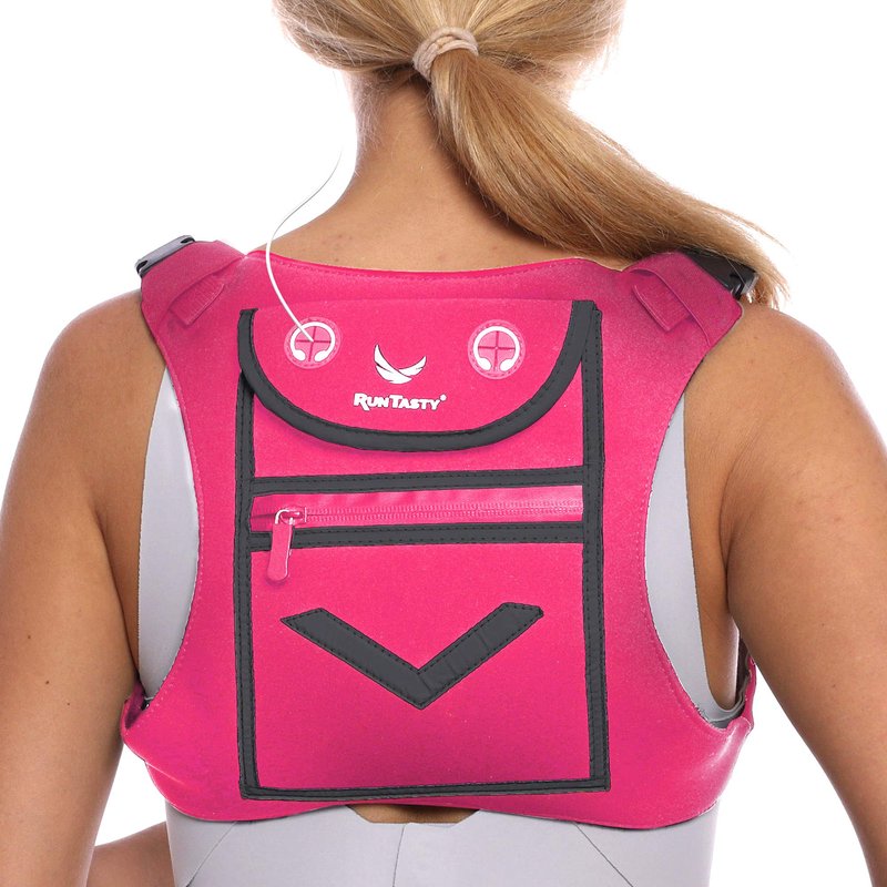 Pink Running Mini Backpack Vest for Men & Women – Reflective with 360° Hi-Viz, Holds Accessories, iPhone, Android, iPad Mini – Lightweight, Adjustable Gear for Fitness, Walking, Cycling, Hiking