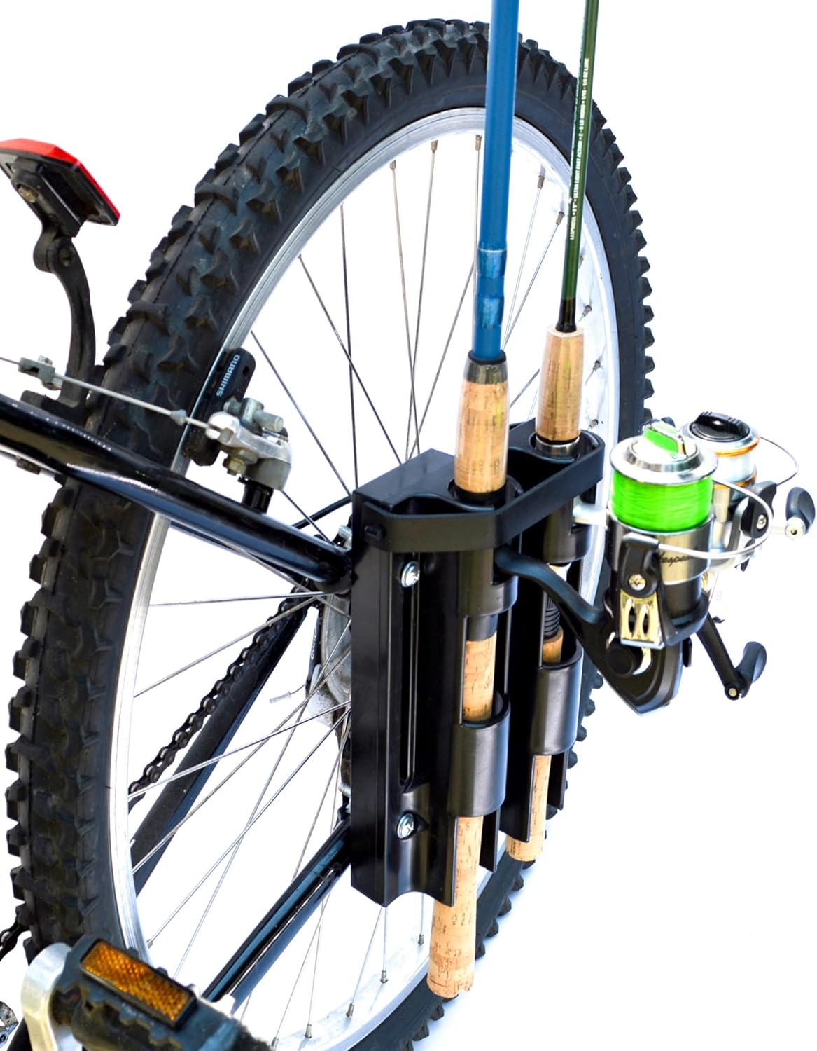 Skiennix Fishing Rod Holder - Easy Mounting Bike Accessory Secures 2 Rods for Bicycle Fishing