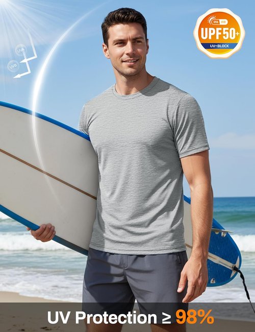 MAGCOMSEN Men's Athletic Workout Shirts - UPF 50+ Sun Protection & Cooling Dry Fit Tops | Perfect for Running & Gym
