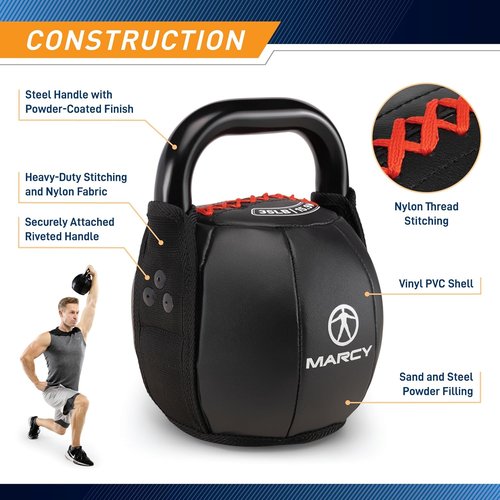 Marcy Soft Kettlebell with Handle - Versatile Weightlifting & Conditioning Tool | 10 lbs to 40 lbs