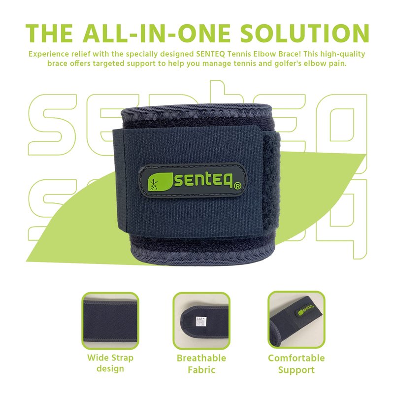 SENTEQ Tennis Elbow Brace: Arm Band for Tennis Elbow, Golfer Elbow and Forearm Support, Neoprene Wraps and Strap, Braces for Men and Women (Blue)