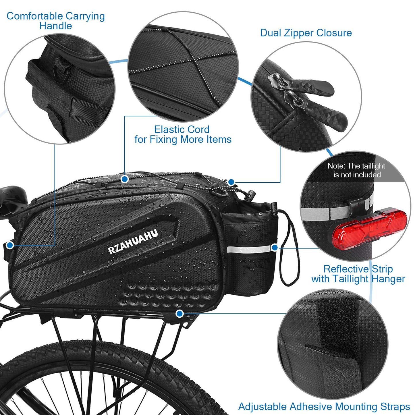 Lixada Waterproof Cycling Rear Seat Rack Bag - 10L Trunk Cargo Pack for Road MTB Bikes - Carrier Pannier Handbag