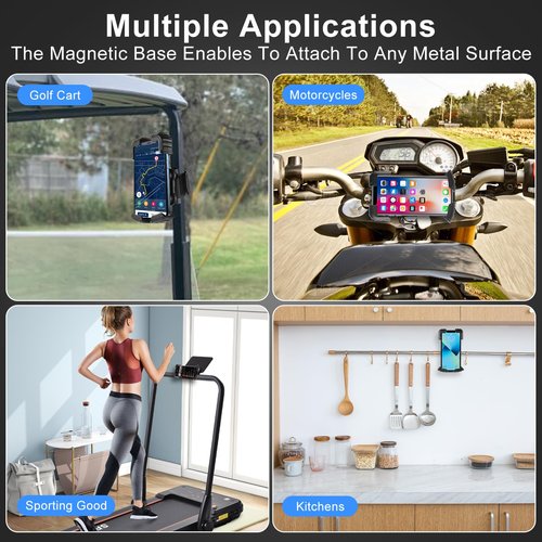 Golf Cart Phone Holder Magnetic Mount Univseal Fit EZGO/Yamaha/Club/ICON/Zone,360° Rotation, Ultra Strength Magnetic,Golf Cart Phone Holder for Phone Size 6“-7”, Includes iPhone16-11/Pro/Pro Max/Plus