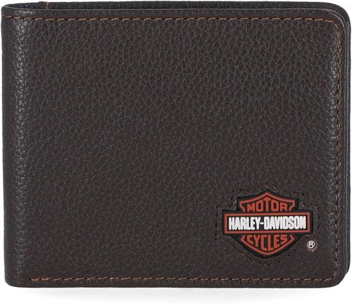 Harley-Davidson Genuine Leather RFID Blocking Wallet - Stylish & Secure Design for Men