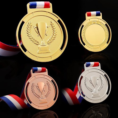 3 Pcs Olympic Medals by Trophy Style - Gold, Silver, Bronze | 2.55 Inch Winner Medals with Smooth Ribbon for Sports Competitions
