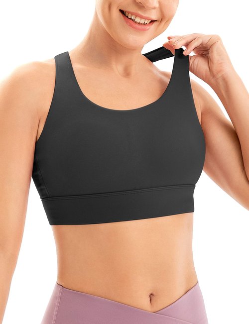IUGA Sports Bras for Women High Support Large Bust High Impact Womens Sports Bras Strappy Padded Sports Bra Black