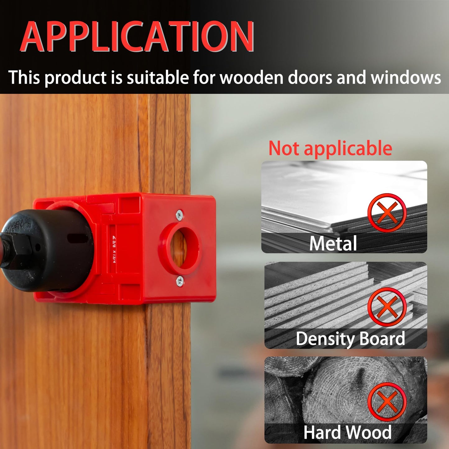 RKK Door Lock Installation Kit, Including 2-1/8" and 1" Hole Saw with Guide Template & Arbor Hole Saw Kit for Wooden Doors/Windows (1 Set)