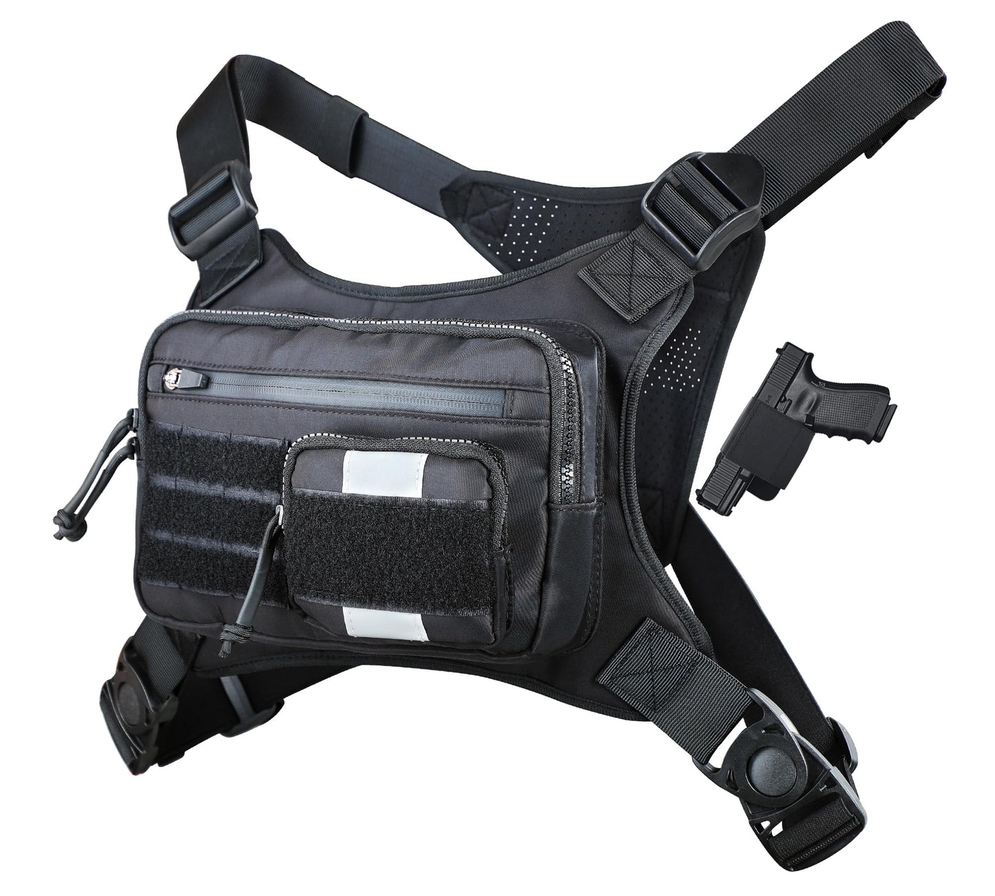 Chest Bag with Gun Holster fits Most Pistols, Tactical Chest Rig Vest, Running Chest Pack EDC for Men Women Sports Hiking
