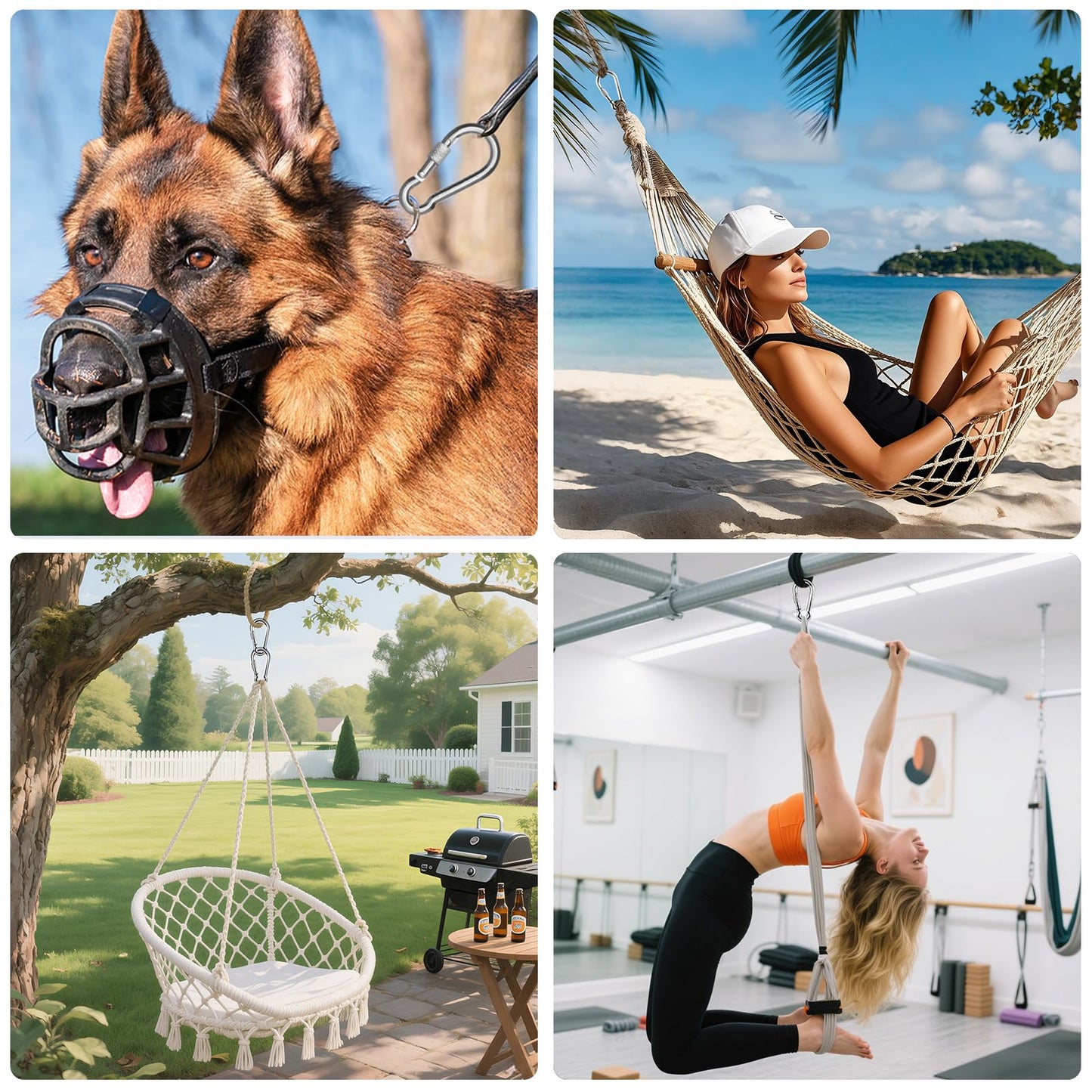 KINLINK 2 Pack Screw Locking Carabiner - 4.00 inch Heavy Duty Carabiner Clips, 304 Stainless Steel Large Caribiner for Camping, Swing, Hammock, Hiking,Weight Lifting Machine, Home Gym Equipment