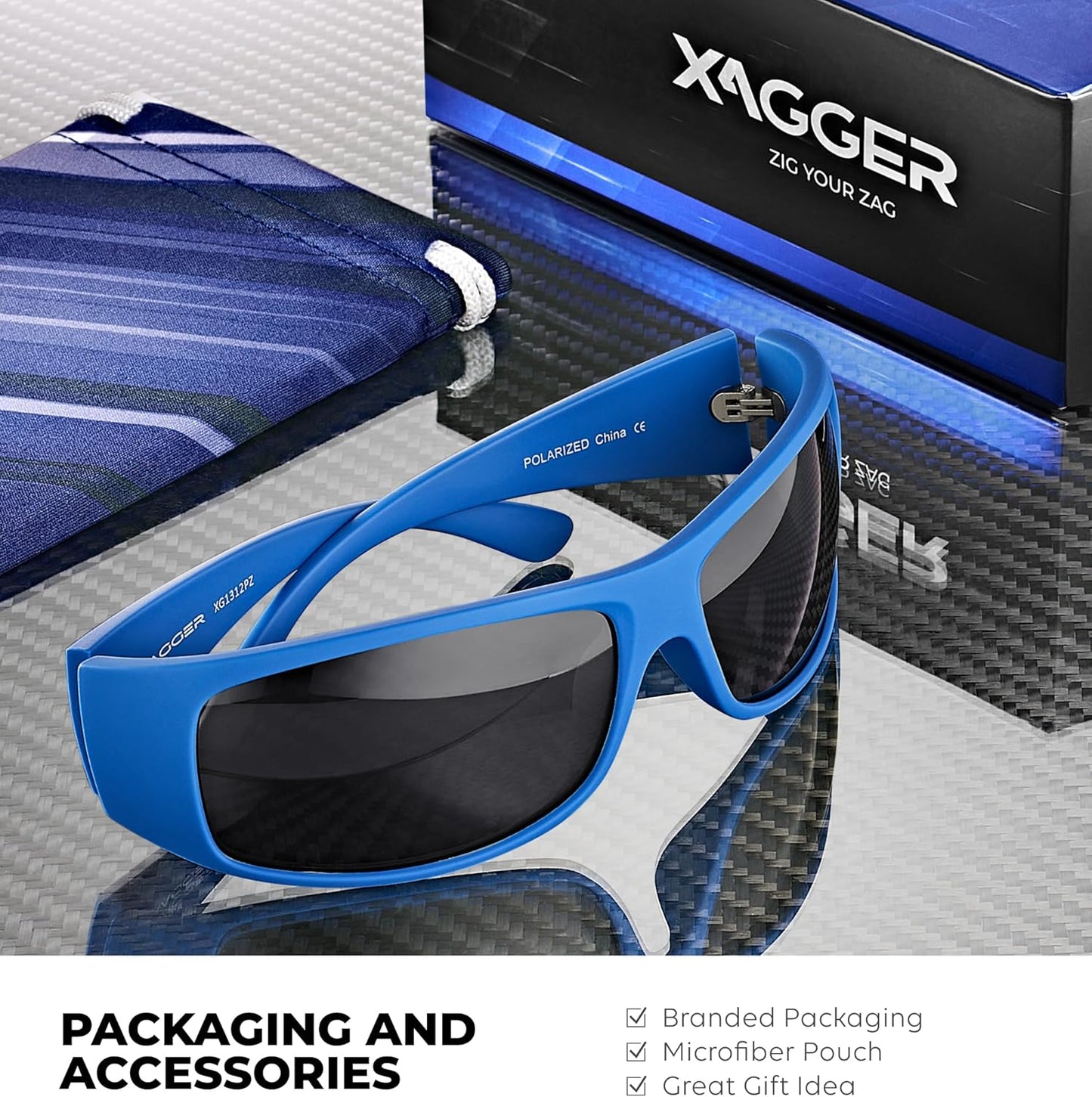 Xagger Sports Polarized Sunglasses - Men's Wrap-Around TR90 Frame for Ultimate Sun Protection