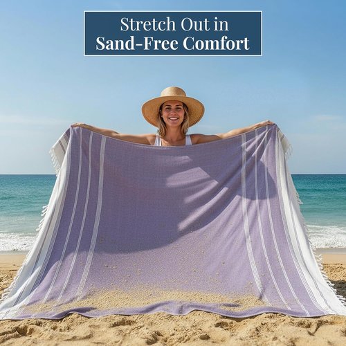 LANE LINEN Outdoor Blanket - Large Soft Pre-Washed Diamond Weave Design (82"x82") for Beach & Travel