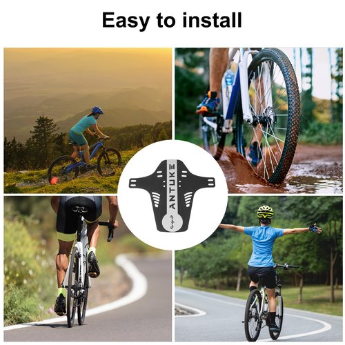 HARFINGTON 2pcs Mountain Bike Mud Guard Front/Rear Mud Guards with Cable Tie Lightweight Fits for MTB Road Bike, Black