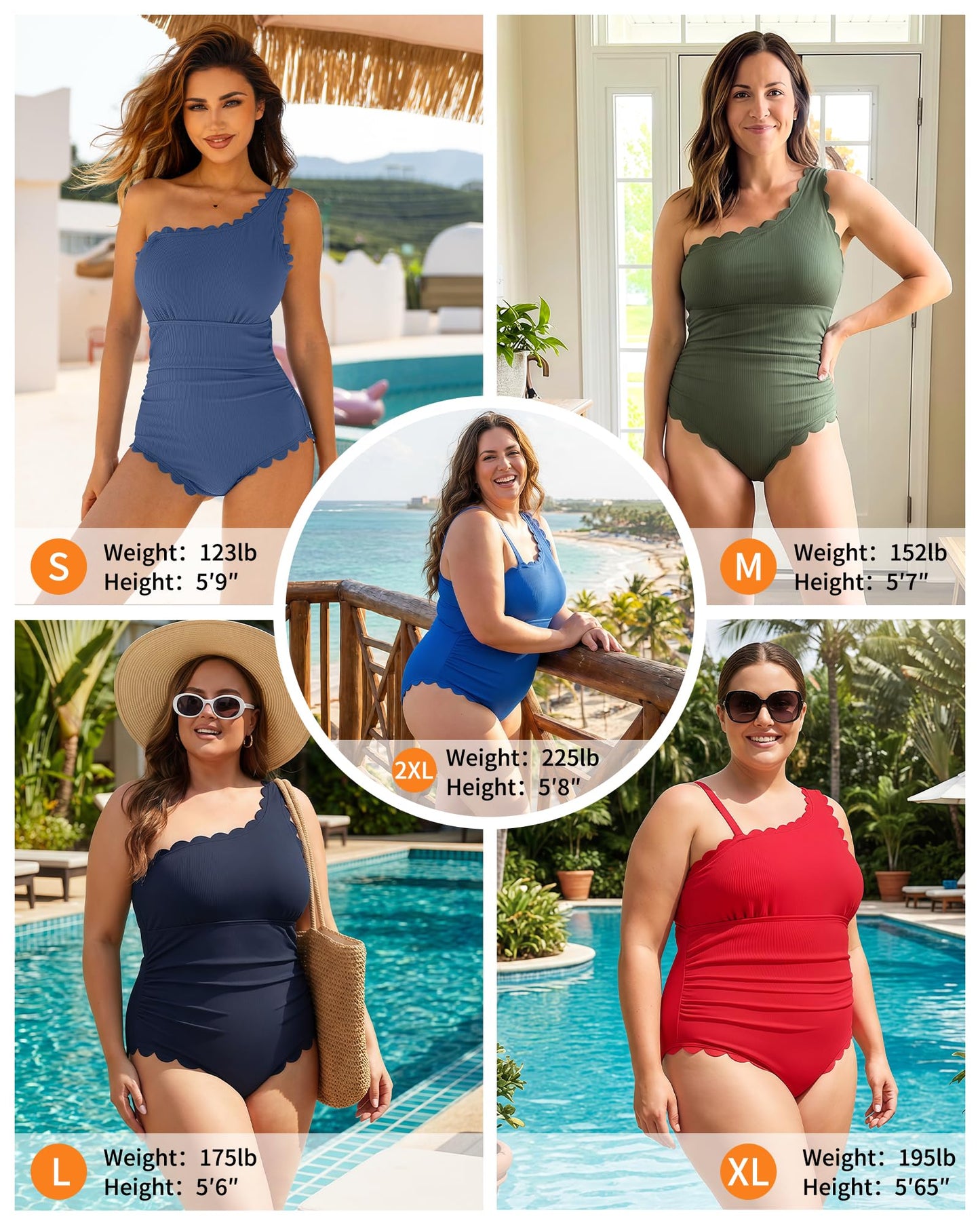 Charmo One Piece Swimsuits Women Ribbed Full Coverage Bathing Suit Women One Shoulder Slimming Swim Suits Cutout Swimwear Black M