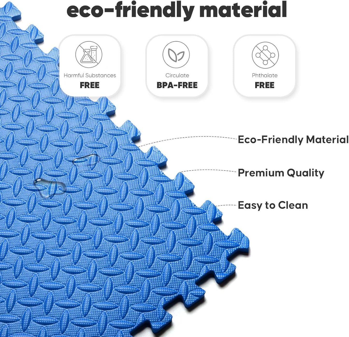 Puzzle Exercise Mat by Home Gym - EVA Interlocking Foam Tiles for Workouts & Play - Blue, 24x24 in, 16 Pack