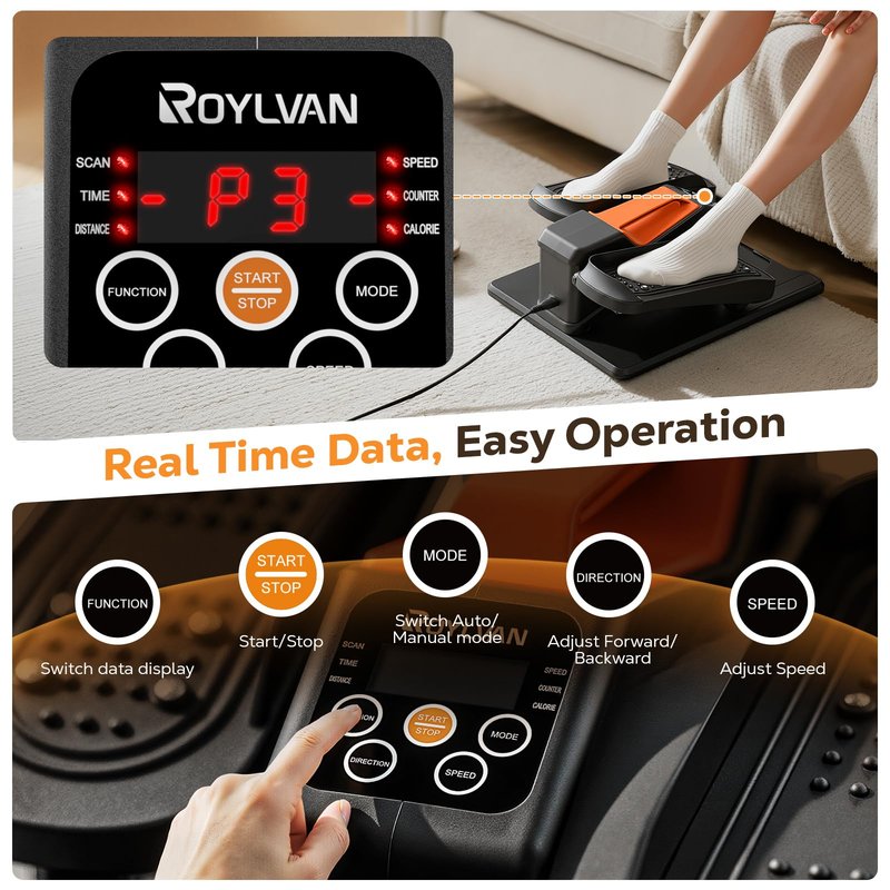 Roylvan Under Desk Elliptical Machine, Electric Ellipse Leg Exercise as seen on TV, Quiet Seated Pedal Elliptical for Seniors with Remote Control for Home Office, 12 Adjustable Speeds