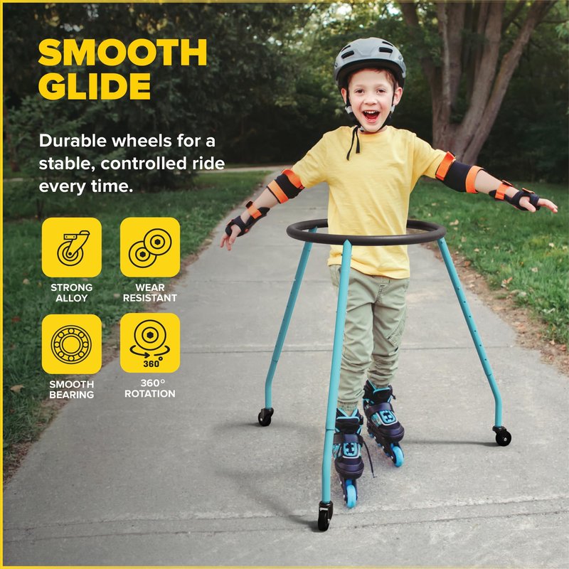 Ultraverse Roller Skate Trainer, Skating Learning Aid & Support with Adjustable Height for Teens and Kids, Boys or Girls, Learn Balance on Inline Skates for Beginners - Matte Blue