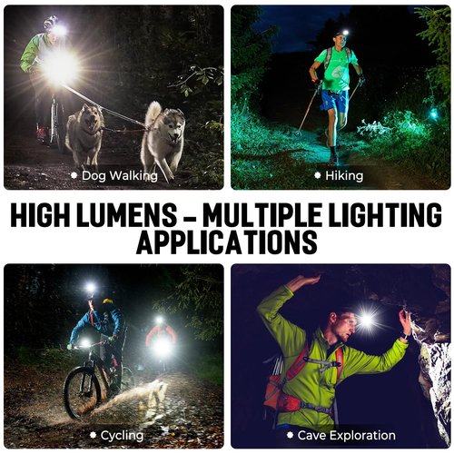 LED Rechargeable Headlamp, 99,000 Lumens Head Lamps (Include Βattery) Super Bright Long Distance Headlamps with 5 Mode Waterproof, 90° Adjustable Head Lights for Forehead Adults Outdoor Camping