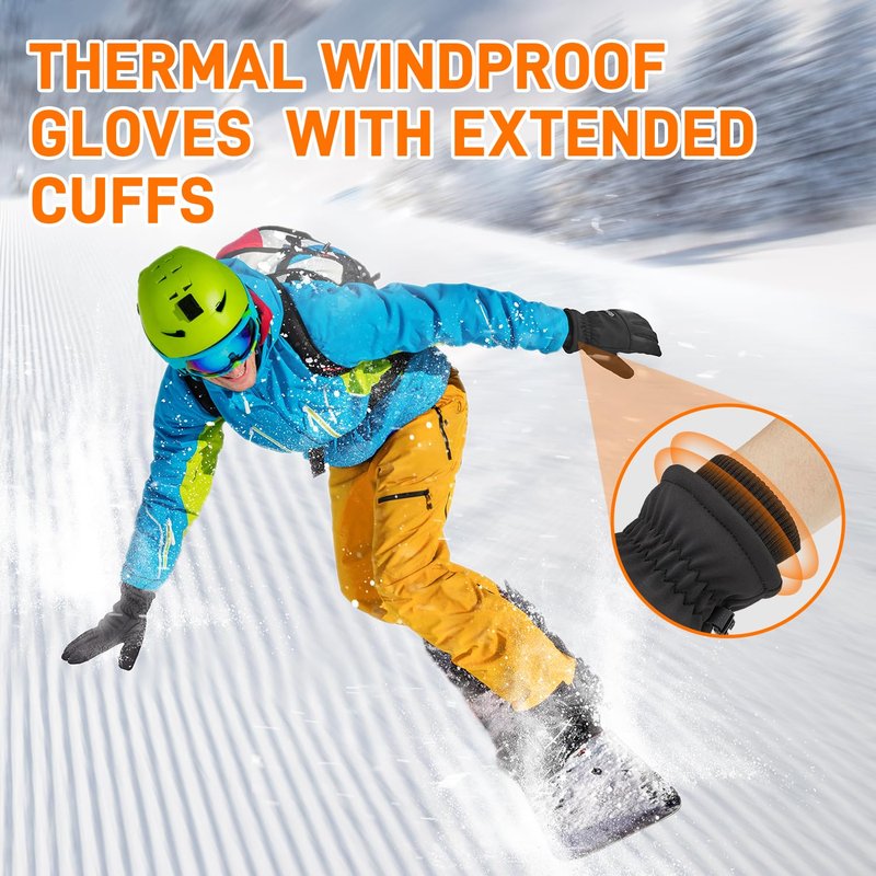 ihuan Winter Gloves for Men Women, Waterproof Warm Ski Snow Gloves Cold Weather, Thermal Touchscreen Skiing, Snowboarding, Motorcycle Running Driving Hiking Cycling Stocking Stuffers