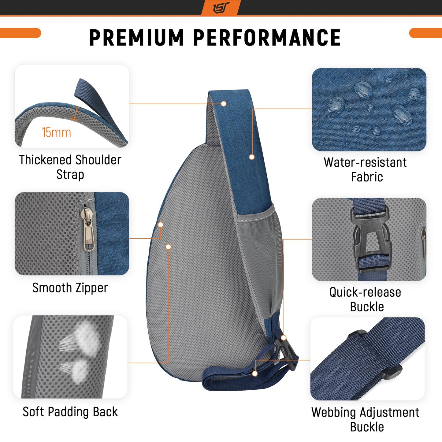 SKYSPER Sling Bag RFID Crossbody Sling Backpack Cross Body Shoulder Travel Bag Hiking Daypack for Women Men(Blue)