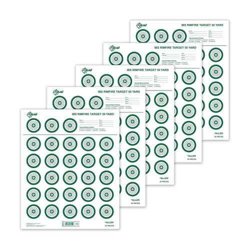 Allen Company EZ Aim IBS Rimfire Paper Shooting Targets, 25-Targets Per Sheet, 14" W x 17" H, 25-Pack, Green/White