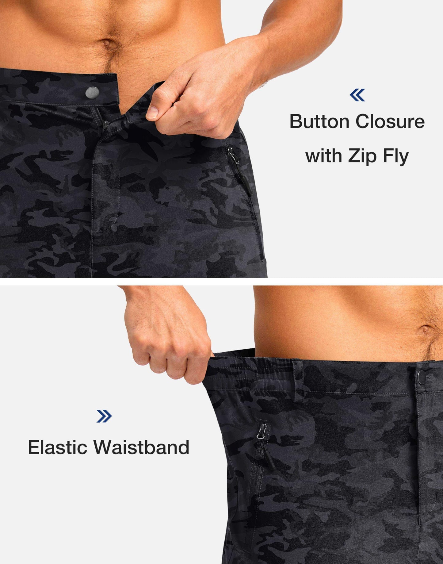 Pudolla Men's Hiking Shorts 11" Lightweight Cargo Work Shorts for Men Summer Travel Golf Casual Outdoor with 5 Pockets(Black Camo 3X-Large)