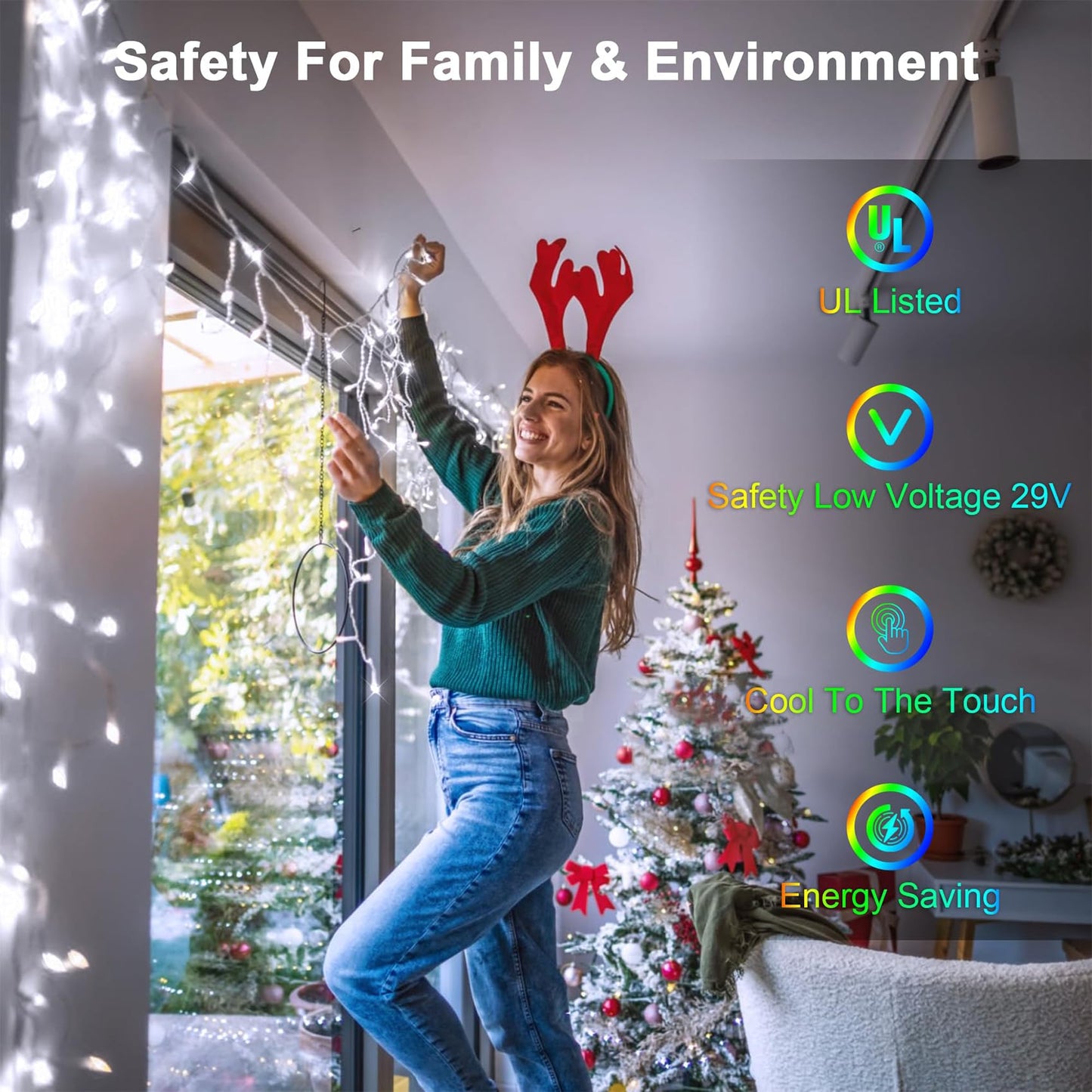 132FT 1332 LED Outdoor Christmas Lights - 296 Ice Drops, 12 Pro Modes with Timer Memory & Brightness, Waterproof Hanging Ice String Light for Holiday Wedding Garden Fence House Decor (Cool White)