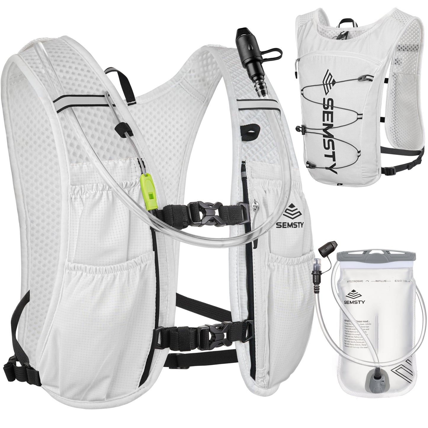 Semsty Hydration Vest 5L,Running Vest Pack with 1.5L Water Bladder,Lightweight Water Backpack for Hiking Running Cycling