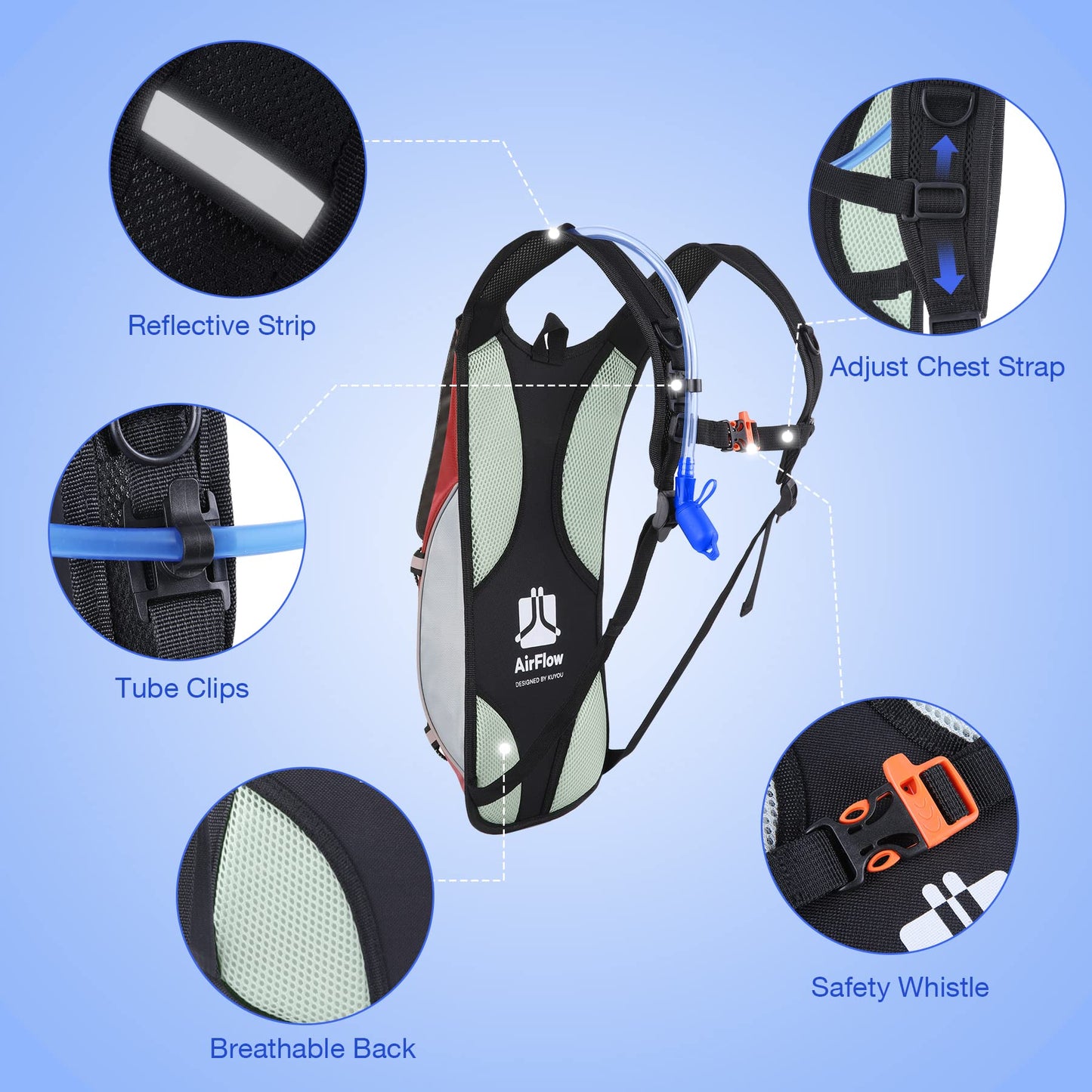 KUYOU Hydration Backpack Hydration Pack with 2L Water Bladder, Lightweight Insulation Water Backpack for Running, Cycling,Hiking,Climbing