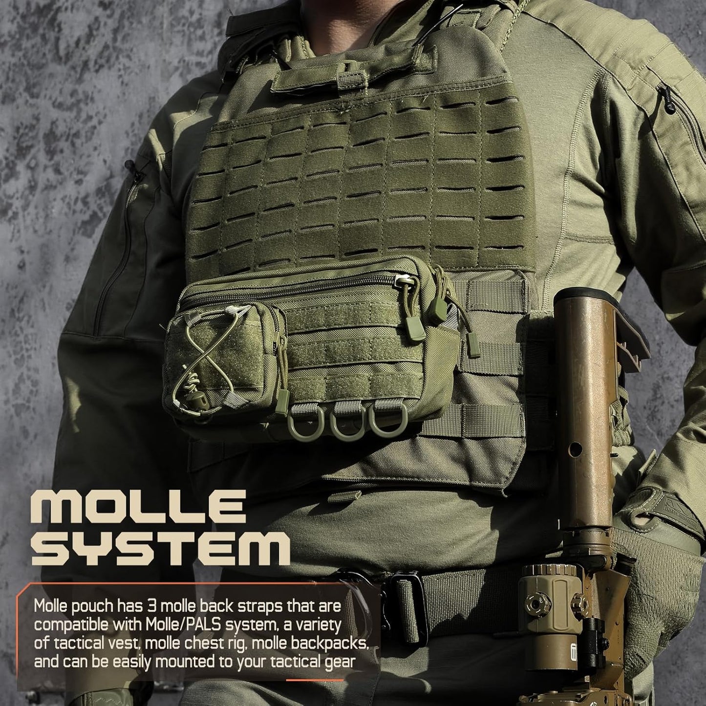 Molle Tactical Admin Pouch - EDC Tool Organizer with US Flag Patch | Versatile Waist Bag & Phone Holder